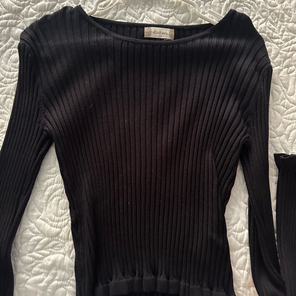 Altar'd State Black Ribbed Knit Top